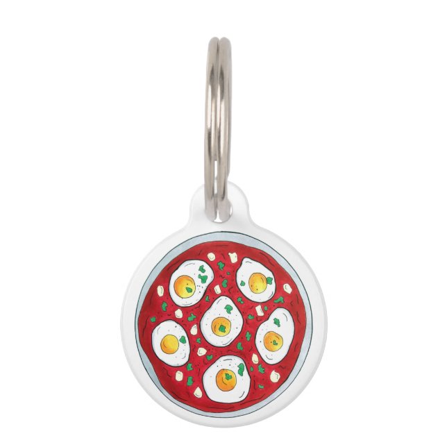 Shakshouka Shakshuka Spicy Poaching Eggs Tomaten Huisdierpenning (Voorkant)