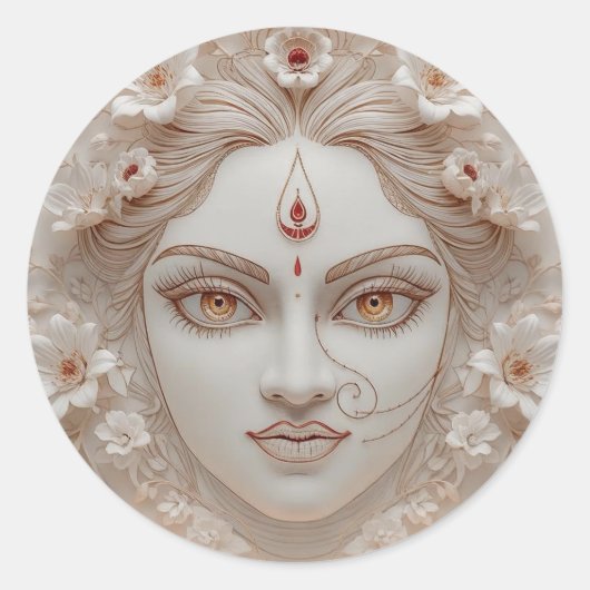 Shakti Within - Minimal Devi Illustration Ronde Sticker (Voorkant)