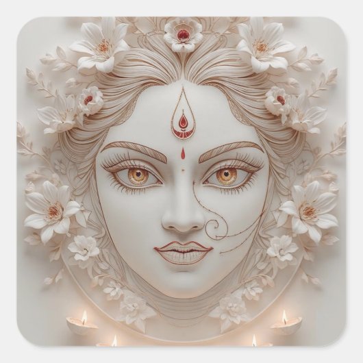 Shakti Within - Minimal Devi Illustration Vierkante Sticker (Voorkant)