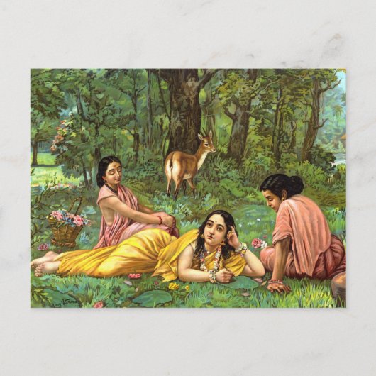 Shakuntala Patralekhana by Raja Ravi Varma Briefkaart (Voorkant)