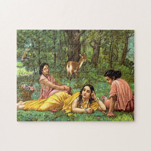 Shakuntala Patralekhana door Raja Ravi Varma Legpuzzel (Horizontaal)