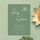 Shale Green Photo Baby Shower Invitation Kaart