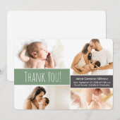 Shale Green Welcome Home Baby Baby Foto Collage Bedankkaart (Voorkant / Achterkant)