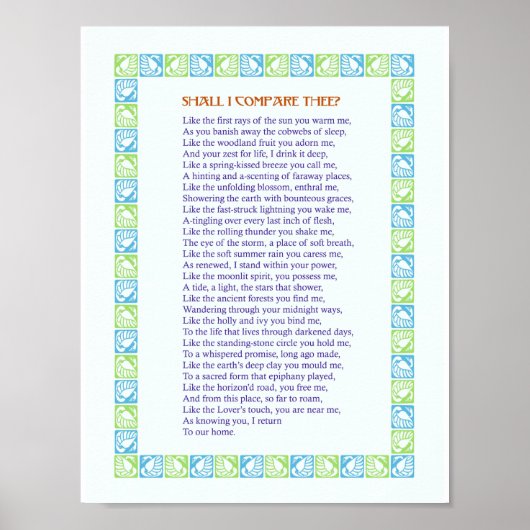 Shall I Compare Thee? - A love Poem - Print (Voorkant)