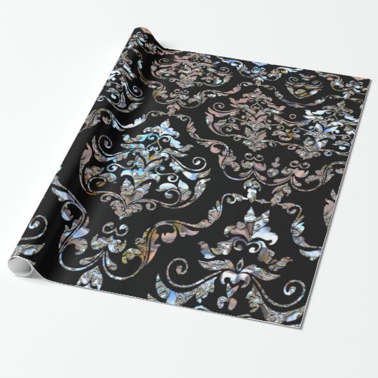 Shalliveye III Baroque Damask Glossy Cadeaupapier (Uitgerold)