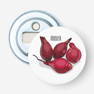 Shallot cartoon illustratie button flesopener