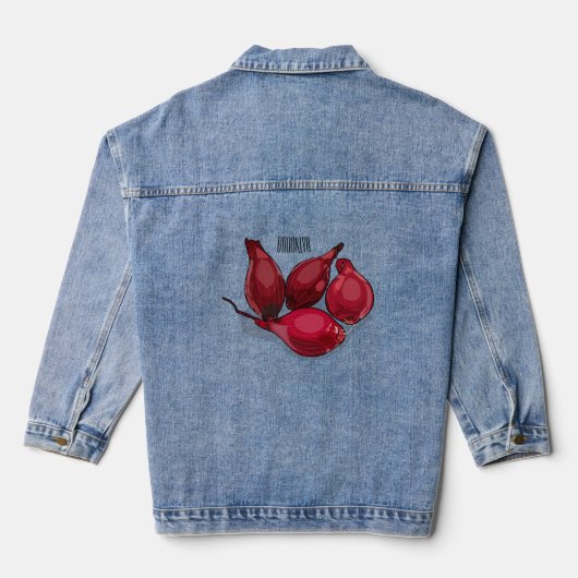 Shallot cartoon illustratie denim jacket (Achterkant)