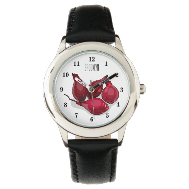 Shallot cartoon illustratie horloge (Voorkant)