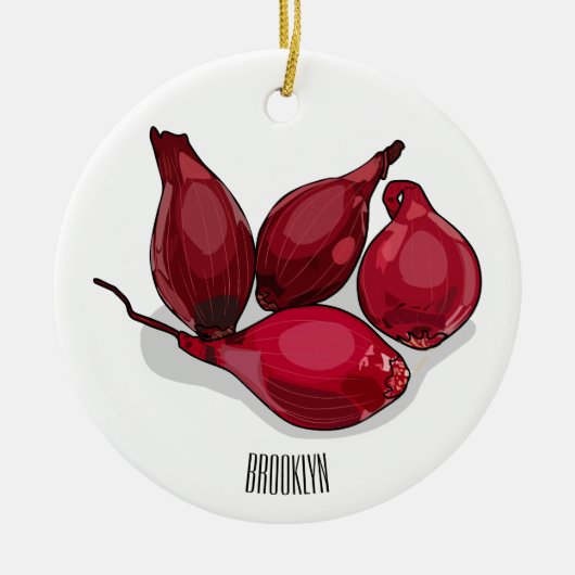 Shallot cartoon illustratie keramisch ornament (Voorkant)