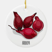 Shallot cartoon illustratie keramisch ornament (Achterkant)