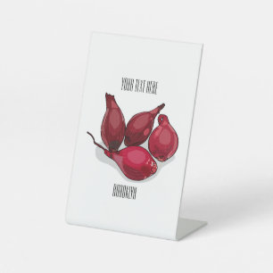 Shallot cartoon illustratie reclamebord met voetstuk