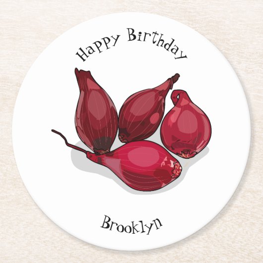 Shallot cartoon illustratie ronde kartonnen onderzetter (Voorkant)