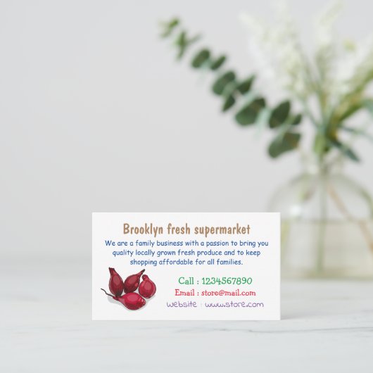 Shallot cartoon illustratie visitekaartje (Staand voorkant)