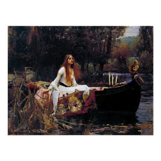 Shallot-dame op Poster van de Boat Waterhouse Art (Voorkant)