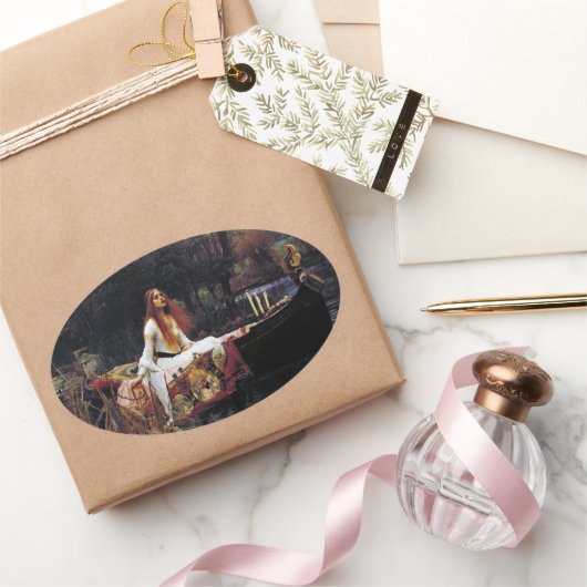 Shallot op Boat JW Waterhouse Fine Art Ovale Sticker (Geschenken)