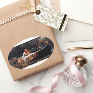 Shallot op Boat JW Waterhouse Fine Art Ovale Sticker