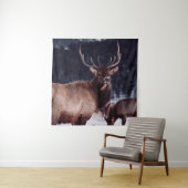 SHALLOW FOCUS FOTO VAN BROWN DEER WANDKLEED (In situ)