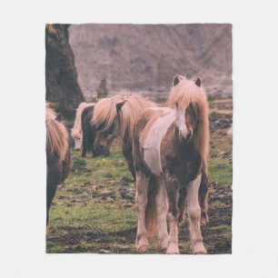 SHALLOW FOCUS FOTOGRAPHY OF HORSES FLEECE DEKEN