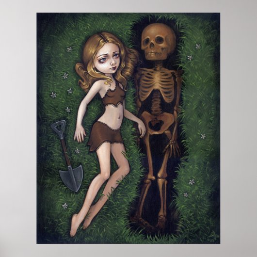 Shallow Grave gothic skelet low brow Art Print (Voorkant)