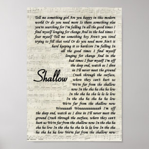 Shallow Script Song Lyric Wall Art afdrukken Poster