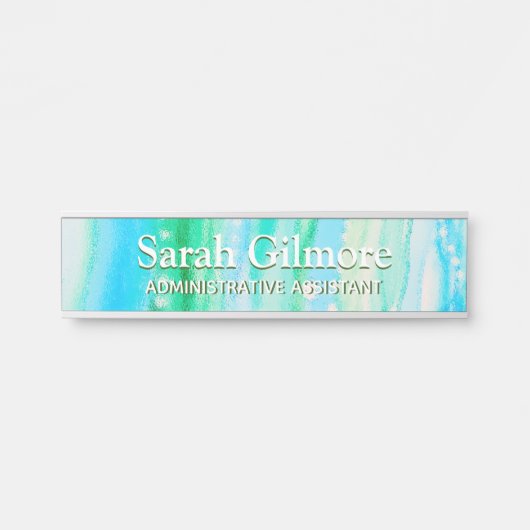 Shallow Water Alcohol Ink Art Desk Deurbordje (Voorkant)