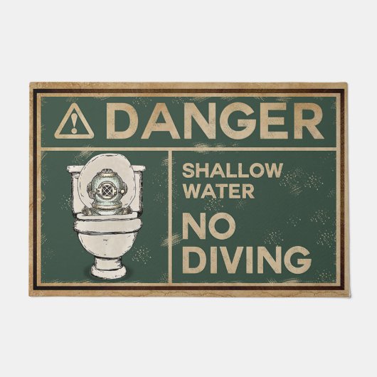 Shallow Water No Diving Funny Doormat Deurmat (Voorkant)