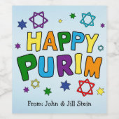 Shaloch Manot - gepersonaliseerd blauw Wijn Etiket (Enkel label)