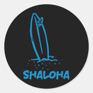Shaloha Aloha Sjaloem Hawaï Joodse surfen Hawaiaan Ronde Sticker