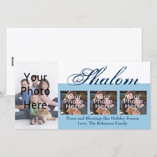 Shalom Aangepaste Chanoeka Fotokaarten Feestdagenkaart (Voorkant / Achterkant)
