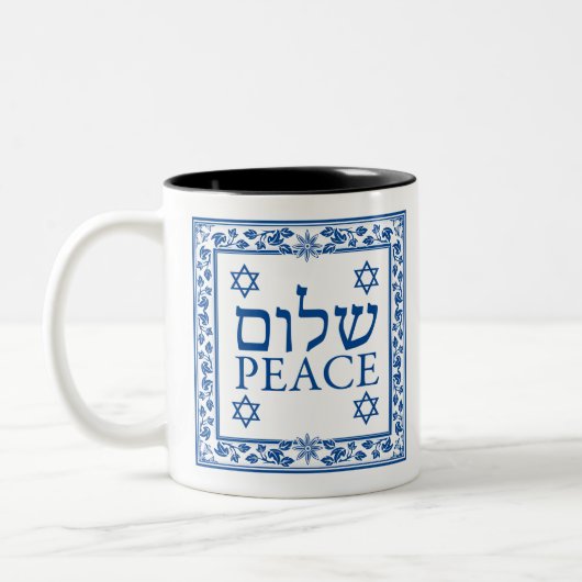 Shalom and Peace in Hebreeuws en Engels Tweekleurige Koffiemok (Links)