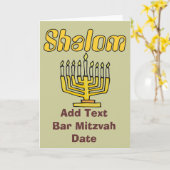SHALOM: Bar Mitzvah, bewerkt tekst Kaart (Gele Bloem)