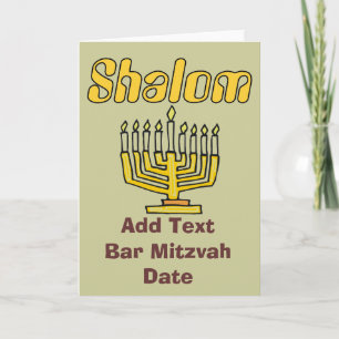 SHALOM: Bar Mitzvah, bewerkt tekst Kaart
