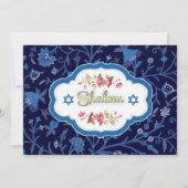 Shalom bij Pesach. Floral Pattern Passover Seder Kaart (Voorkant)