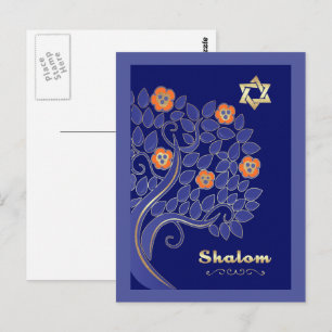 Shalom bij Pesach. lentebloeiende boom Briefkaart