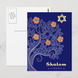 Shalom bij Pesach. lentebloeiende boom Briefkaart