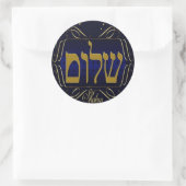 Shalom. Blauw & Goud Grote Ronde Sticker (Tas)