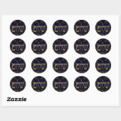 Shalom. Blauw & Goud Kleine Ronde Sticker (Vel)