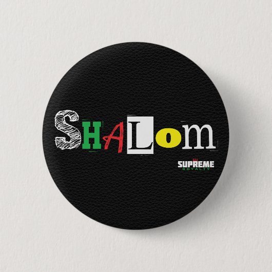Shalom-Button (zwart/Tri) Ronde Button 5,7 Cm (Voorkant)
