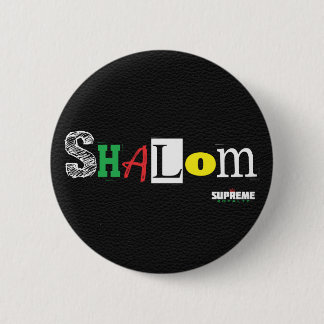 Shalom-Button (zwart/Tri) Ronde Button 5,7 Cm