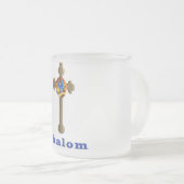 Shalom cross matglas koffiemok (Voorkant rechts)