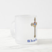 Shalom cross matglas koffiemok (Voorkant links)
