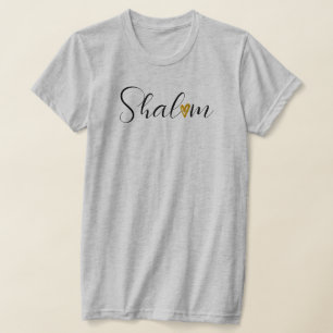 Shalom Cursive Font Jewish Soft Grey T-Shirt