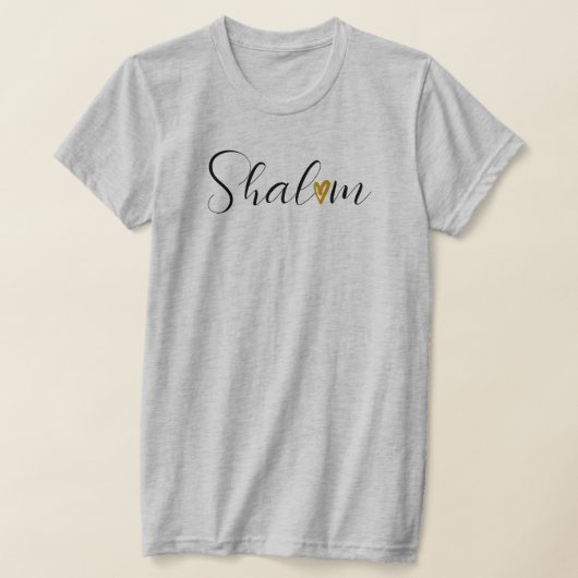 Shalom Cursive Font Jewish Soft Grey T-Shirt (Laagn)