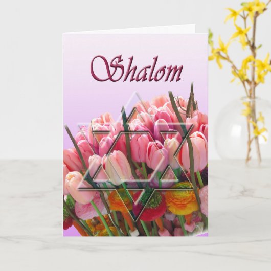Shalom - de kaart van de Pascha met Jodenster (Gele Bloem)