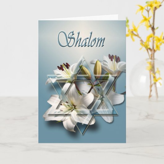 Shalom - de kaart van de Pascha met Jodenster (Gele Bloem)