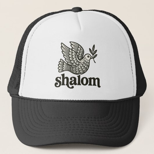 Shalom Duif Vrede Aarde Trucker Pet (Voorkant)