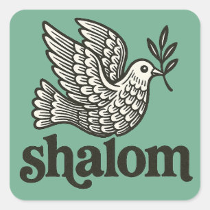 Shalom Duif Vrede Aarde Vierkante Sticker