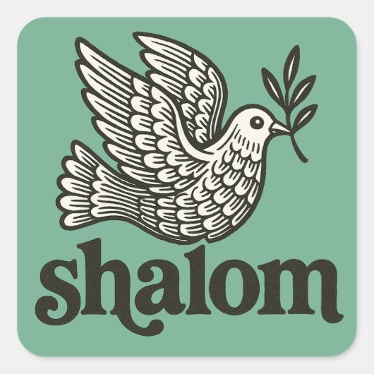 Shalom Duif Vrede Aarde Vierkante Sticker (Voorkant)