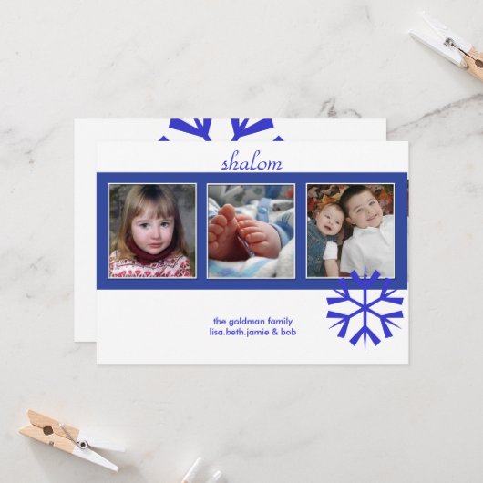 Shalom, foto's groetkaarten (uitnodigingen) kaart (Voorkant / Achterkant in situ)