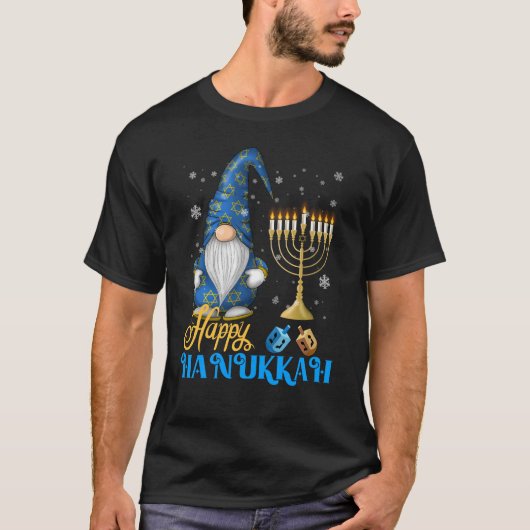 Shalom Gnome Happy Hanukkah Chanoeka T-shirt (Voorkant)